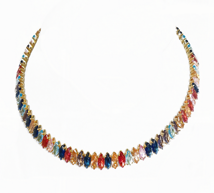 Qupeci Özel Renkli Akik Swarovski Taşlı Kolye